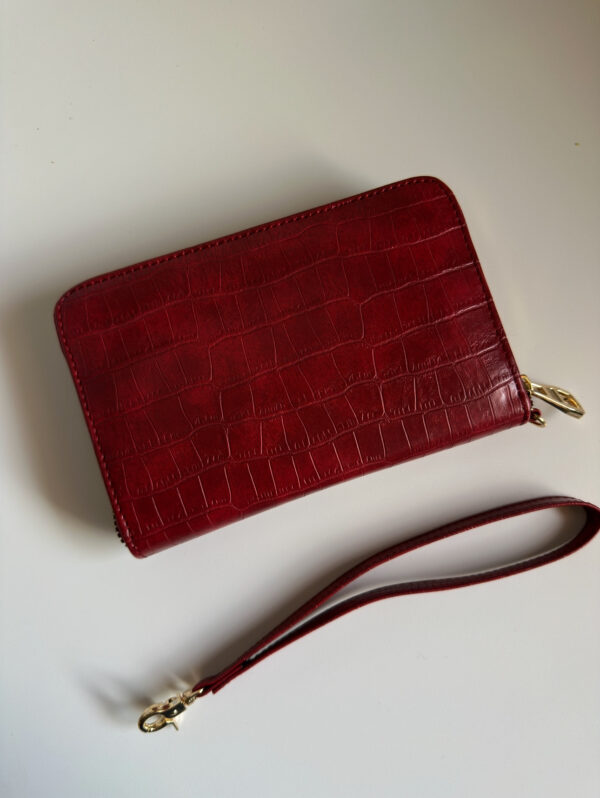 Mini Portefeuille-Bordeau Croco